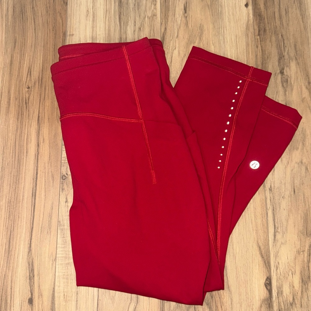 Red lululemon leggings size 8